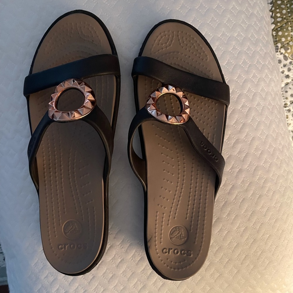 Brown Croc Slide Sandal. NWOT